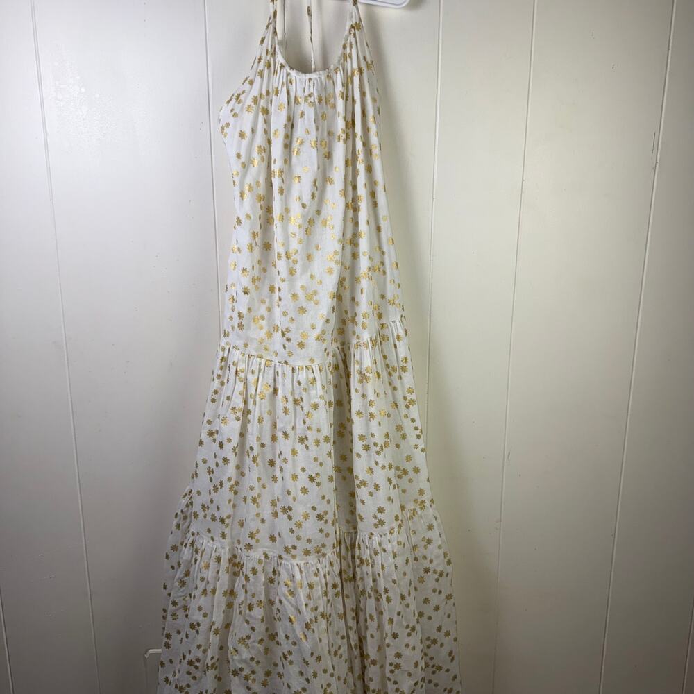 Sundress White Gold‎ Cotton Maxi Flare Dress